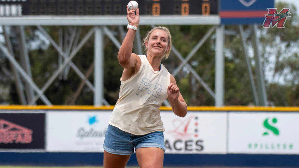 CARLY JAMES PITCHES AT ACES BASEBALL GAME