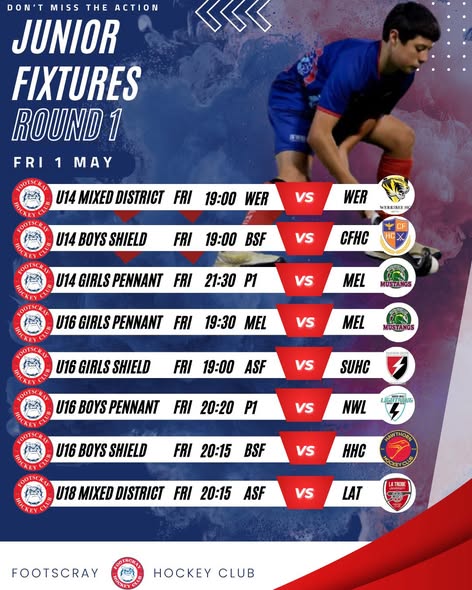 Round 1 Junior Fixtures