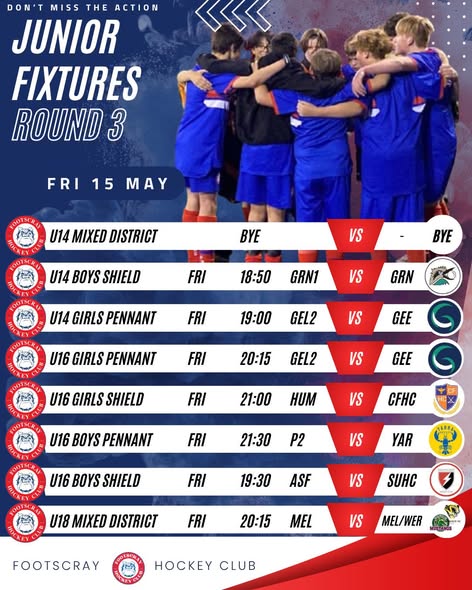 Round 3 Juniors Fixtures