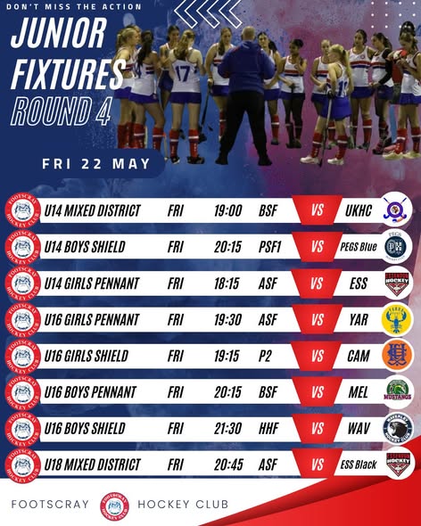 Round 4 Juniors Fixtures