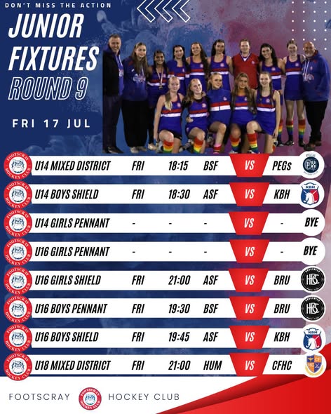 Round 9 Junior Fixtures!